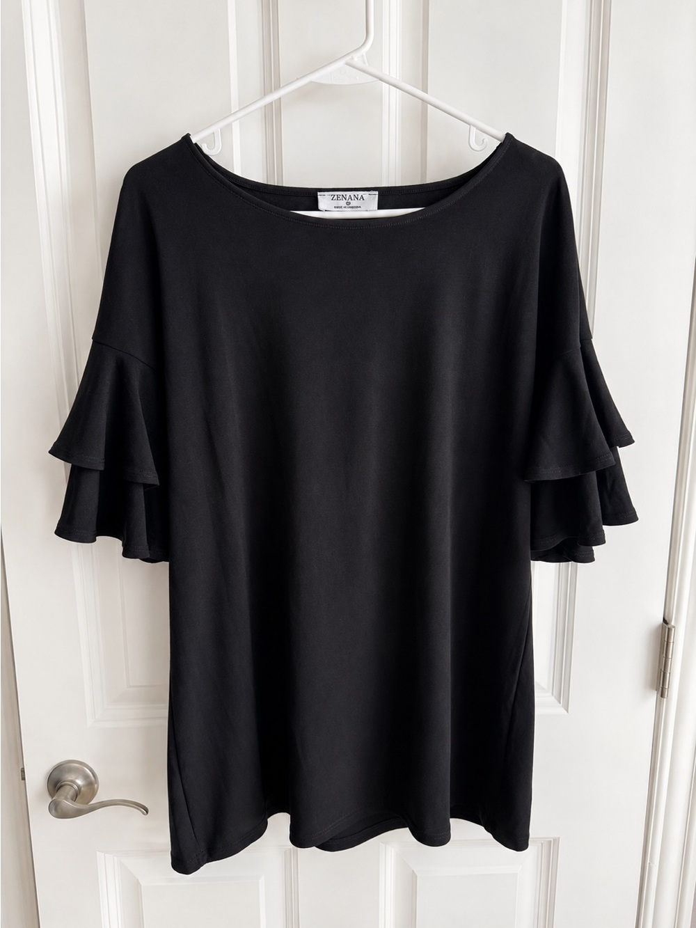 Zenana Outfitters Black Ruffle Sleeve Short-Sleeve Top